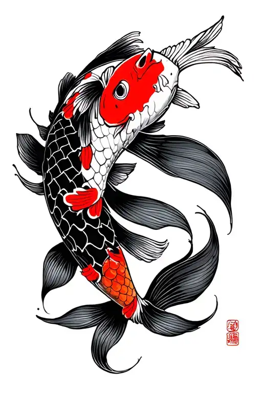koi fish strength symbol tattoo design idea
