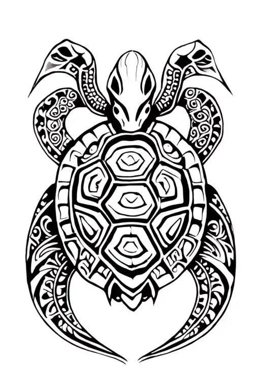 Maori tattoo shoulder chest upper arm turtle surrounded tattoo design idea
