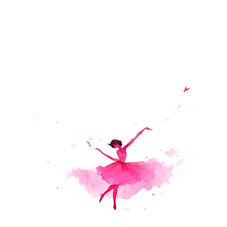 "Dance as if the sky were" pink con Tallo tattoo design idea