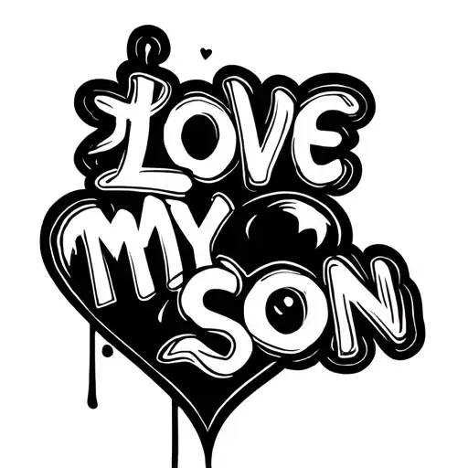 "Love My Son" Artistic heart shaped line outlining the design tattoo design idea