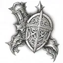 Ancient crusader tattoo design idea