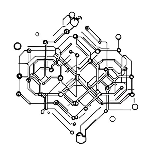 Caffeine molecule structure with circuit board patterns tattoo design idea