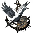 compass anchor dove tattoo design idea