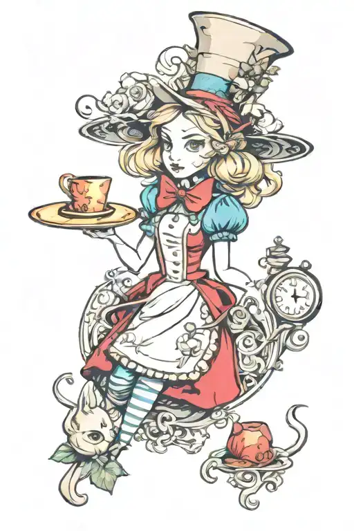 Alice in Wonderland tattoo design idea