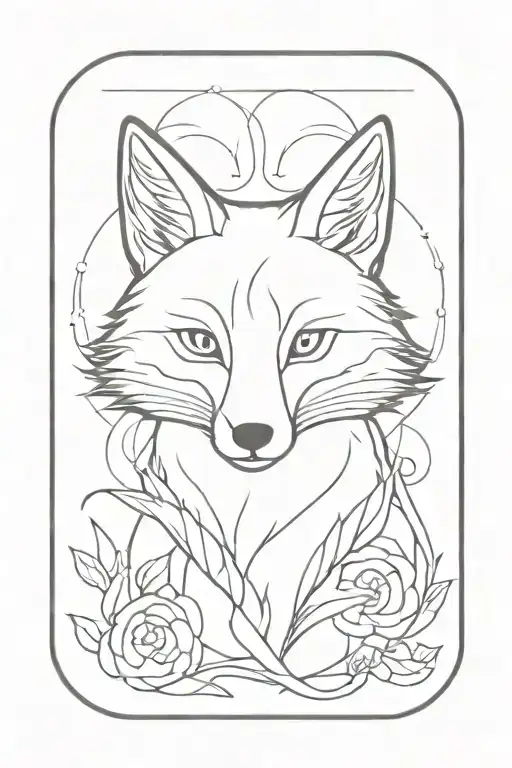 ractangle omamori talisma fox head inside tattoo design idea
