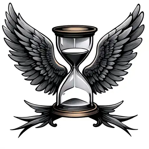 hourglass with wings flying tattoo design idea