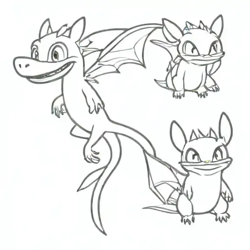 goofy and toothless tattoo design idea