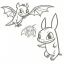 goofy and toothless tattoo design idea