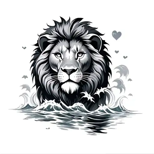 Lion, sea, love, cycling tattoo design idea