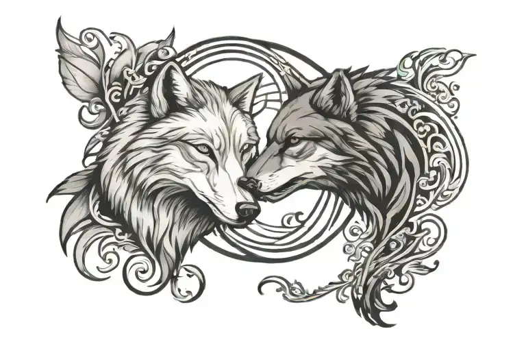 armband  tattoo with yin yang and wolf  tattoo design idea