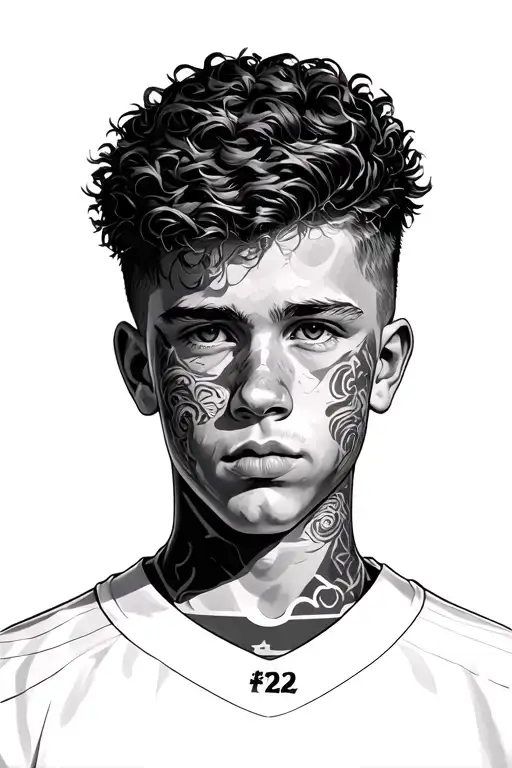 open heaven gates teenage boy with jersey #22 tattoo design idea