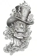 ace one piece face an torso fire tattoo design idea