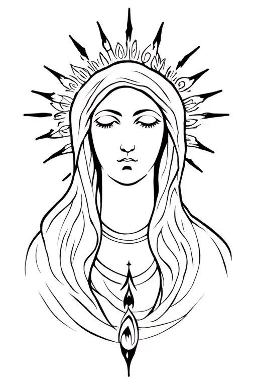 virgin mary blank face doing voodoo tattoo design idea