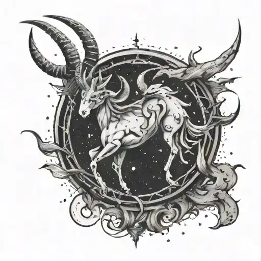 A unique tattoo design of the constellation Capricorn, symbolizing ambition and determination tattoo design idea