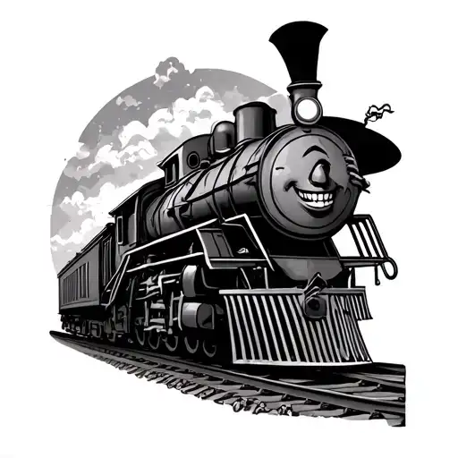 stream train and oogie boogie tattoo design idea