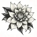 a black and white dahlia flower. tattoo design idea