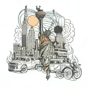 nyc theme sleeve tattoo design idea