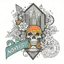 nyc theme sleeve tattoo design idea