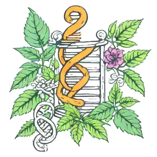 dna with weed plant growing tattoo design idea
