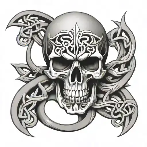 Celtic Skull Forever symbol intertwined tattoo design idea