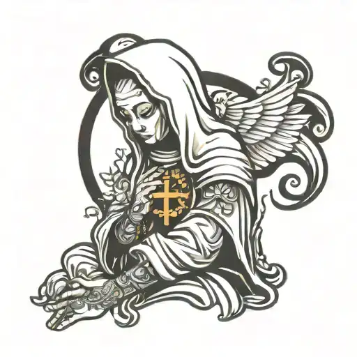 Praying nun horny tattoo design idea