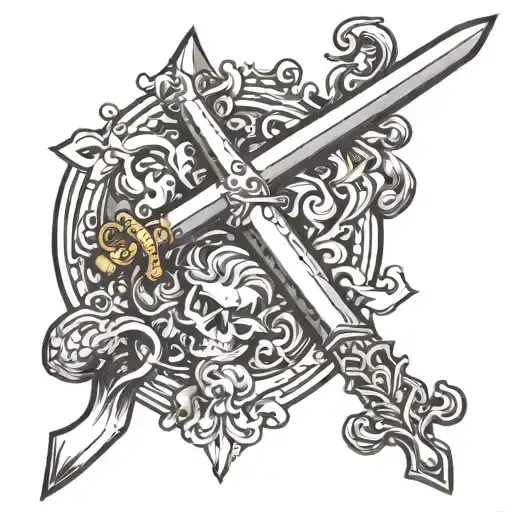Musketeer Symbolism:  A stylized sword or rapier (the iconic weapon of the Musketeers) with elegant, ornate details. The tattoo design idea