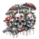 mushrooms and skulls tattoo design idea