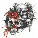 mushrooms and skulls tattoo design idea