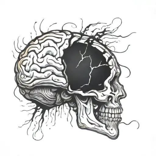 broken brain tattoo design idea