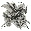 praying mantis tattoo design idea