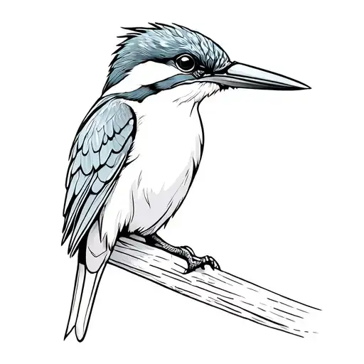 Simple line art kingfisher / tech mashup tattoo. Lines only. No colour tattoo design idea