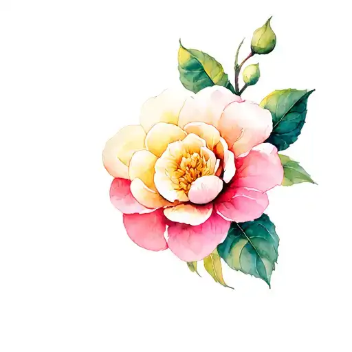 camellia flower tattoo design idea