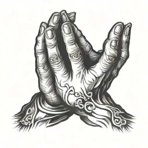 jesus praying hands tattoo design idea