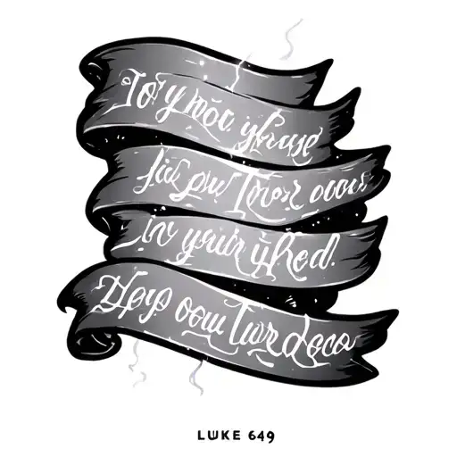 the Bible verse Luke 6:49 with lighting in the back  tattoo design idea