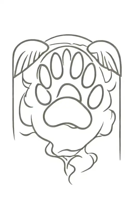 tribal dog paw and wings holding tattoo design idea