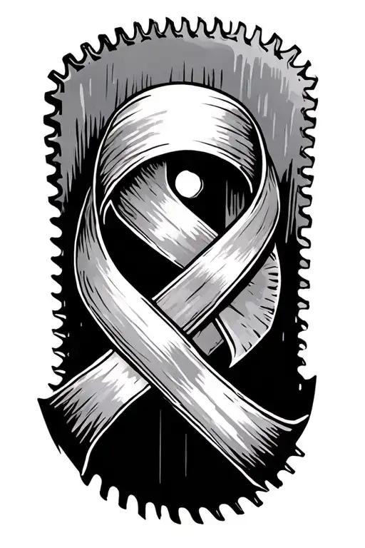 saw blade, mental health ribbon. papa tattoo design idea