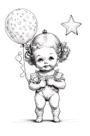 kewpie doll holding star balloon tattoo design idea