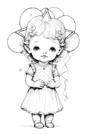 kewpie doll holding star balloon tattoo design idea