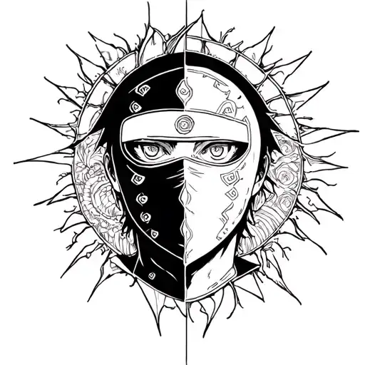 I want a tattoo from Obito without mask, shaded by sides and Ryttez and Moraesztz style tattoo design idea