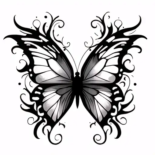 tribal butterfly enveloping tattoo design idea