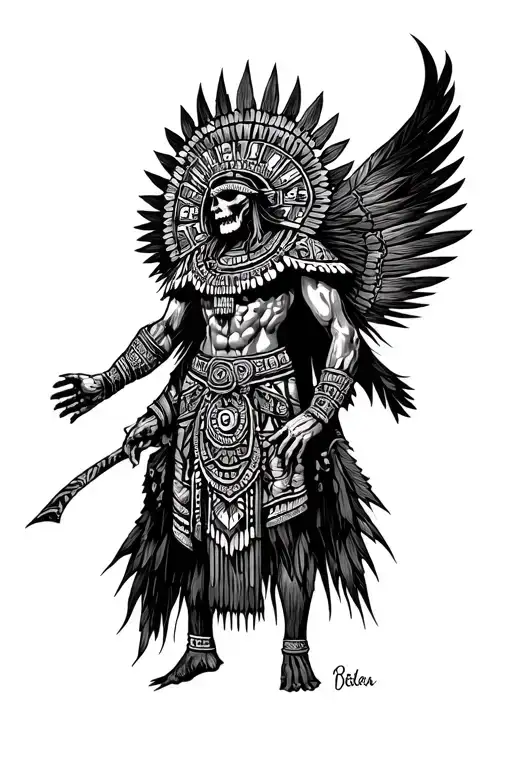 Aztec god of death tattoo design idea