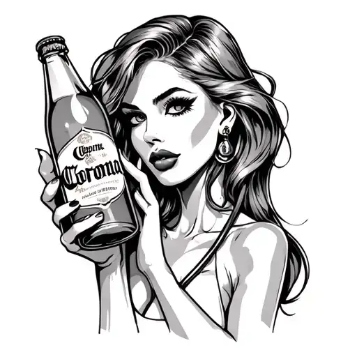 sexy female plaugue doctor holding corona bottle tattoo design idea