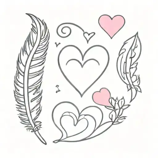 Feathers and sweetheart candy hearts  tattoo design idea