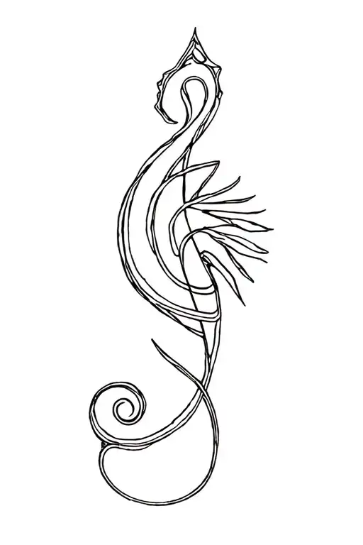 soprano clef seahorse fibonacci spiral combo tattoo design idea