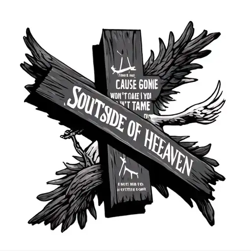 cross with the words southside of heaven, won't you take me home 'cause Iive been gone for so long and it's getting cold tattoo design idea