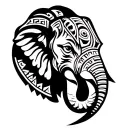 a elephant face in maori and geometric patterns  tattoo design idea