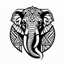 a elephant face in maori and geometric patterns  tattoo design idea