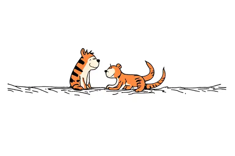 Calvin And Hobbes minimalist subtle nod nature reference tattoo design idea