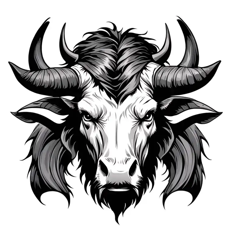 minotaur head in orthodox style tattoo design idea