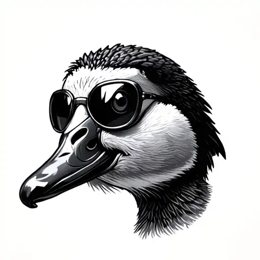 create a silly goose wearing aviators line work tattoo tattoo design idea
